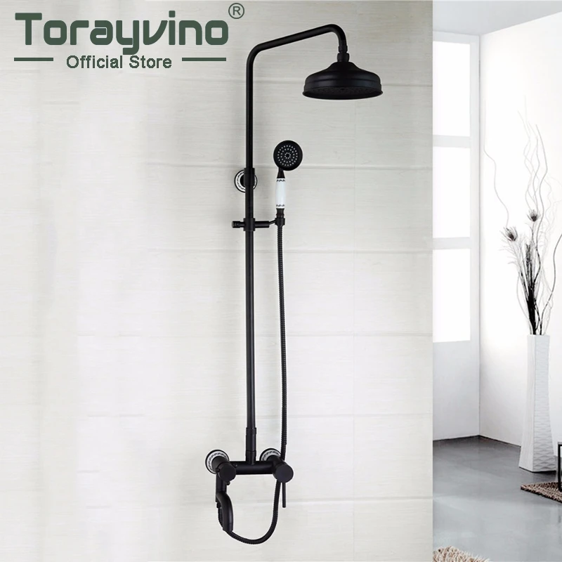 

Sumptuous Superb in Workmanship Oil Rubber Bronze Bathroom Faucet Wall Mounted Hot Cold Water Excellent Shower Faucet
