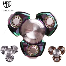 Роскошный металлический медный Спиннер-Спиннер, гироскоп, забавные антистрессовые игрушки, головоломка, три-Спиннер, пальчиковая игрушка для аутизма, СДВГ, 6-8 минут