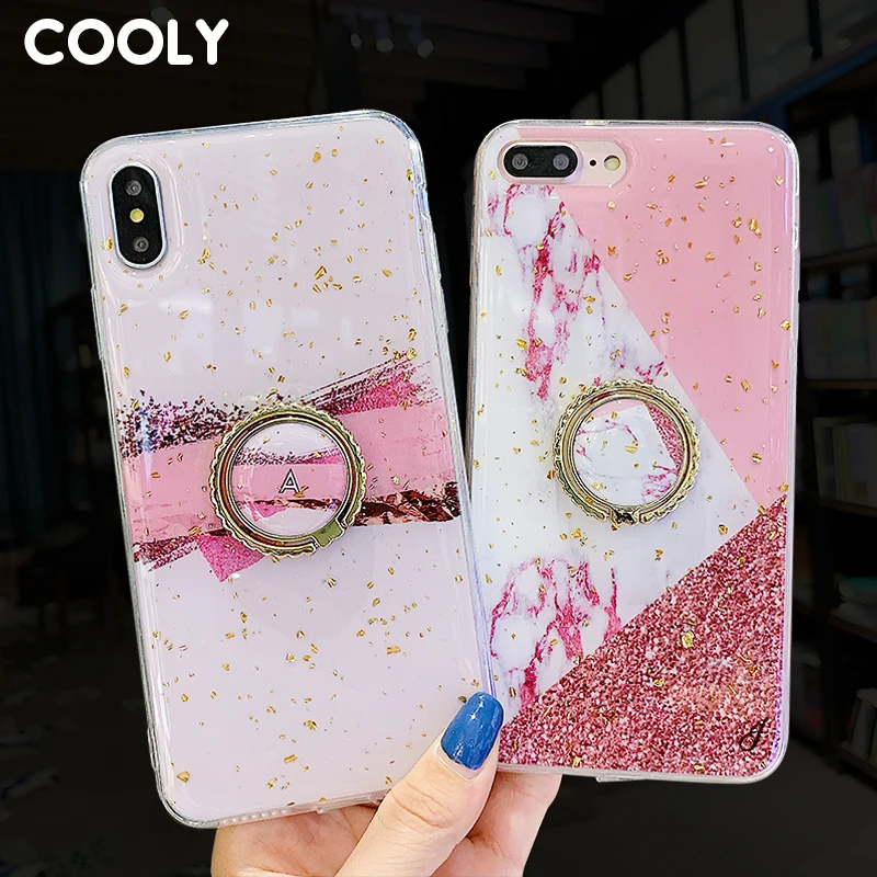 Чехол COOLY с золотой фольгой и мрамором для iphone 7 8 Plus 6 S XS Max XR X задняя крышка