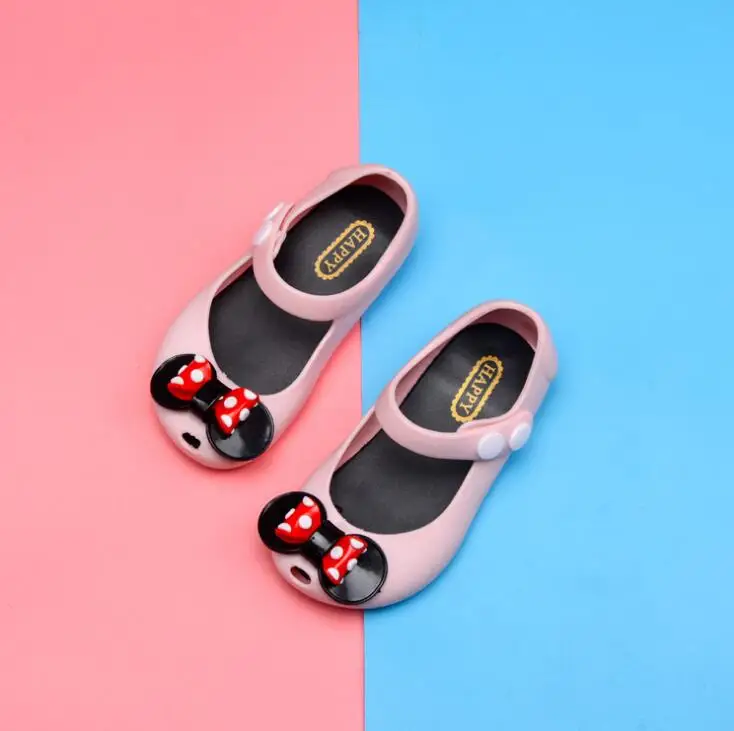 Детские сандалии для девочек силиконовая обувь для мальчиков и девочек с Микки-бабочкой мягкие комфортные сандалии для маленьких девочек сандалии пляжные сандалии для детей - Цвет: Розовый