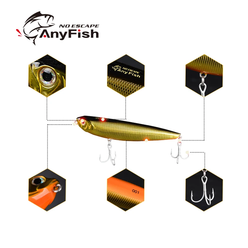 ANYFISH STAR PENCIL 100SL плавающая приманка для рыбалки жесткие приманки 10 см 12,9 г с 2 крючками 3D глаза искусственная приманка Обтекаемый корпус