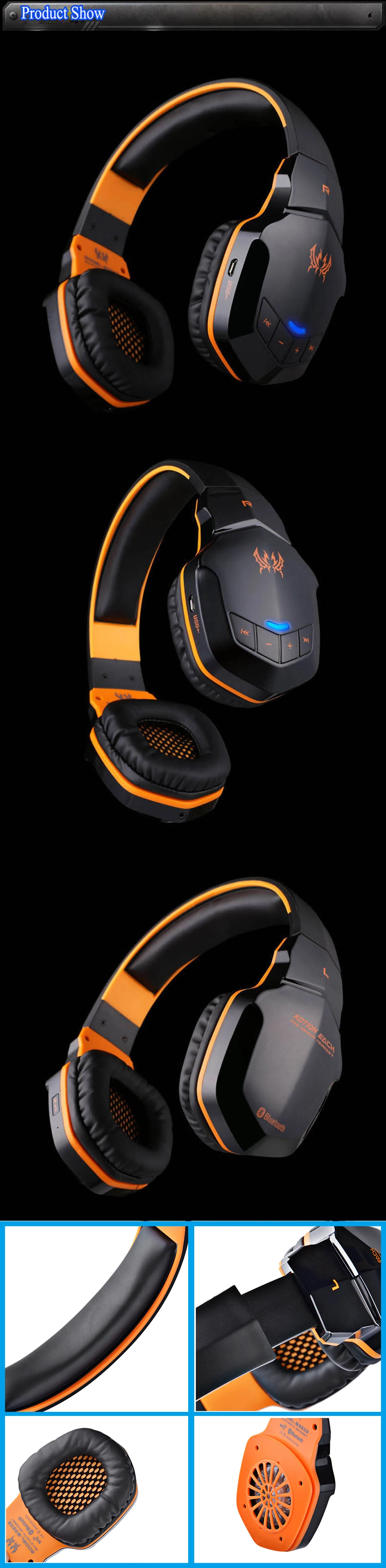 KOTION EACH Earphones Wireless Bluetooth Headset Sport Stereo Headphone For Phone Wireless Gaming Headset Bass HIFI Microphone