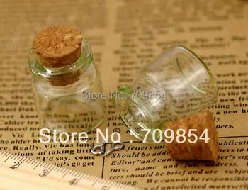 

50pcs/lot small clear glass bottle vials charms pendants 22*25*12.5mm-Glass bottle with cork and silver eyehook