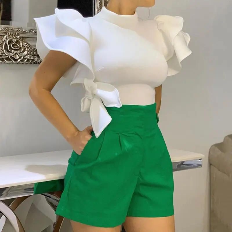 الصيف أنيقة مكتب السيدات زائد حجم الأبيض بلوزة امرأة 2019 ضئيلة كشكش كم Bowknot عادي النساء قمم شيك ملابس عمال الصيف أنيقة مكتب السيدات زائد حجم الأبيض بلوزة امرأة 2019 ضئيلة كشكش كم Bowknot عادي النساء قمم شيك ملابس عمال