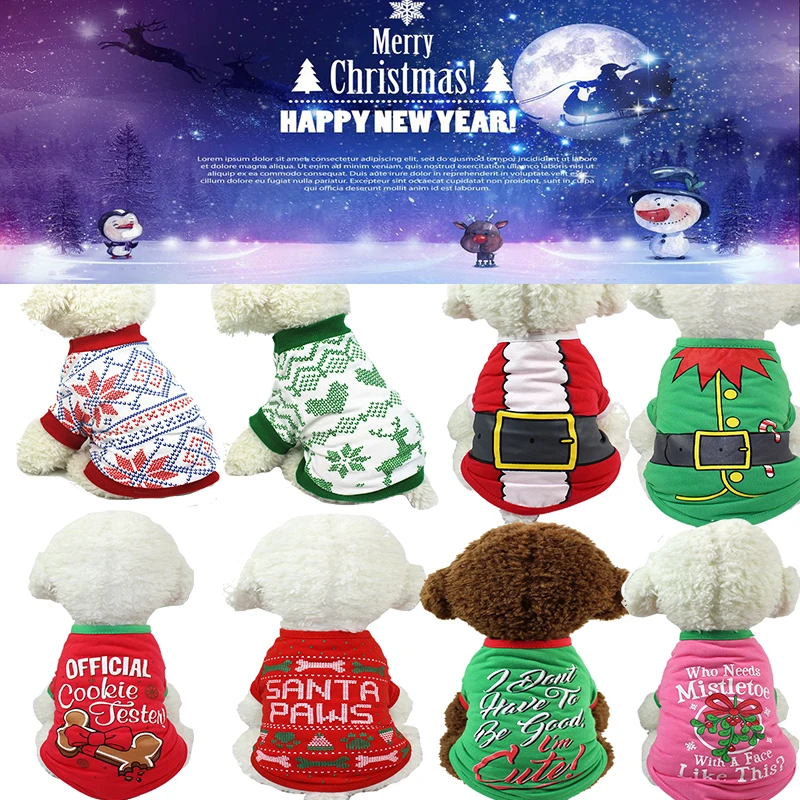 

Pet Dog Clothes Christmas Costume Cute Cartoon Clothes For Small Dog Cloth Costume Dress Xmas apparel for Kitty Dogs