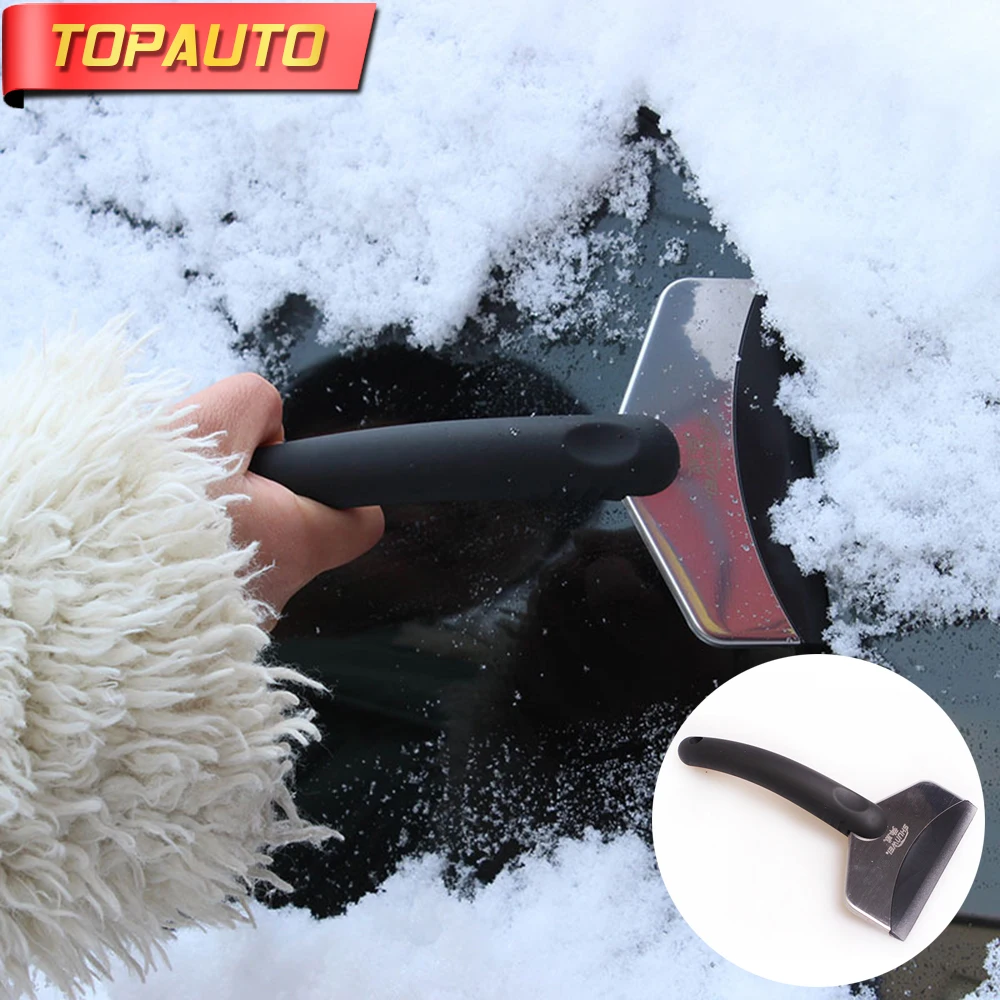 

TopAuto Car Snow Shovel ice Scraper Short Handle Stainless Steel Snow Shovel Snow Removal Winter Car Cleaning Accessories