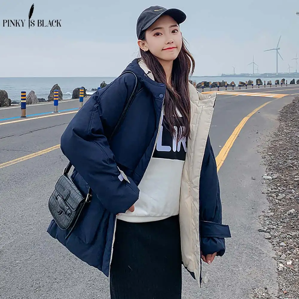 

PinkyIsBlack Fashion Women Winter Jacket Coat Long Parka Thicken Warm Hooded Down Cotton Padded Jacket Windproof Pockets Outwear