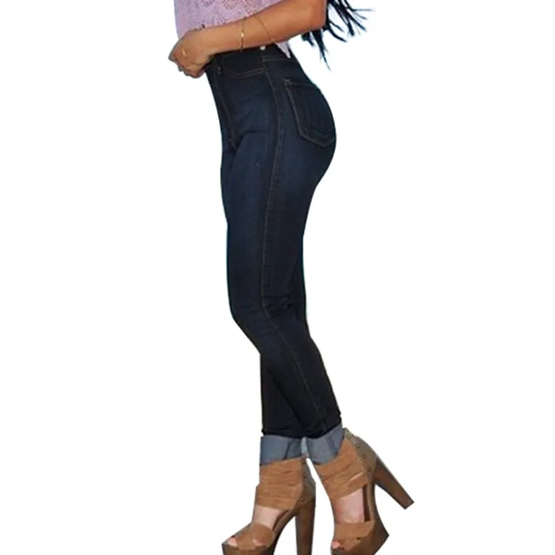 NORMOV Женские джинсы для мамы с высокой талией, Эластичные Обтягивающие Брюки-карандаш, эластичные синие уличные брюки бойфренда, большие размеры, джинсы для женщин