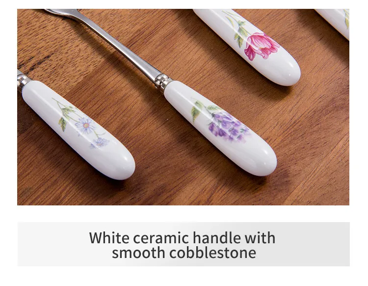 Cutlery Tableware Set with Gift Box Chinese Ceramic Fork Spoon Flatware Set Stainless Steel Dinnerware Christmas Gift7