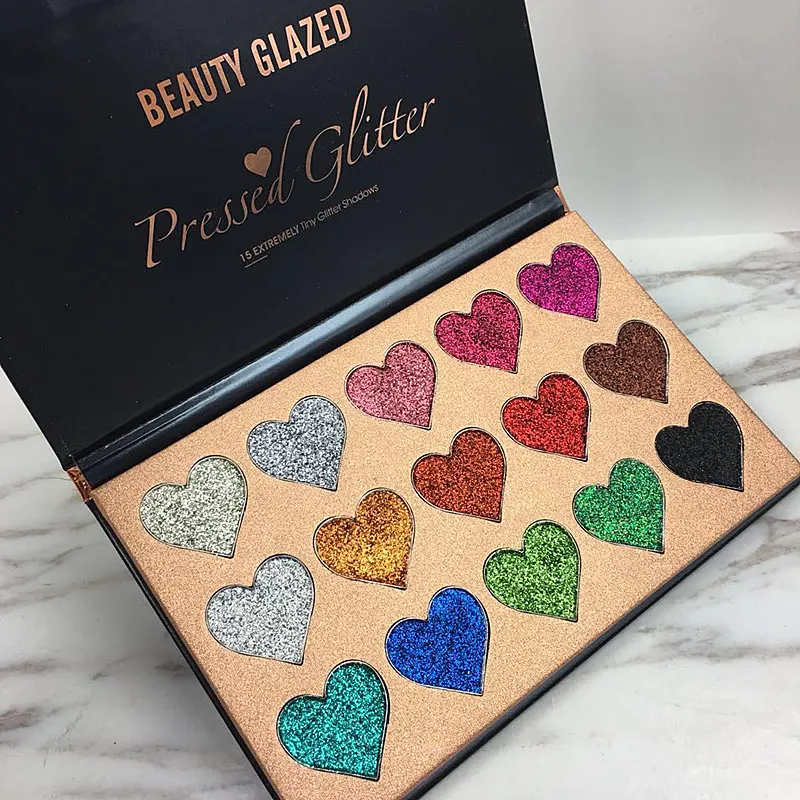 Beauty Glazed Новое поступление Макияж Палитра теней для век 15 цветов сердца блестящие
