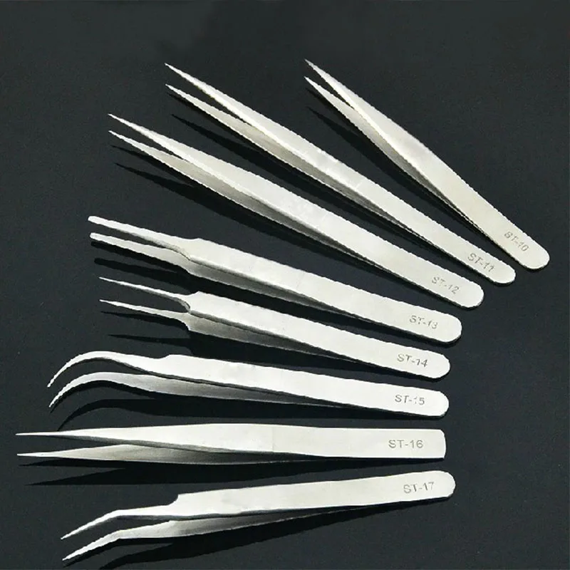 1pcs new stainless steel industrial anti static tweezers watchmaker