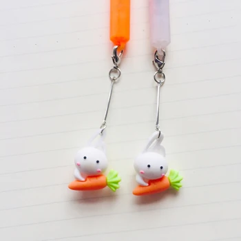 

2X Kawaii Rabbit Love Carrot Gel Pen Rollerball Pen Kids Stationery 0.5mm Black Ink