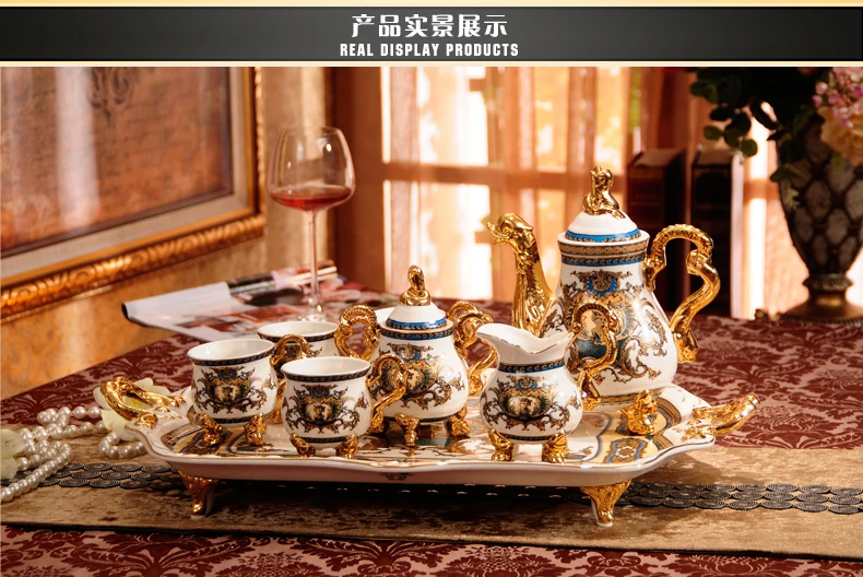 Европейский дворец Кофейные Наборы керамический поднос чайник чайная чашка из фарфора чайный сервиз