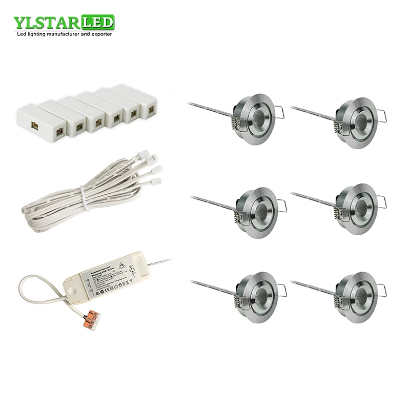 

YLSTAR Free shipping AC85-265V recessed 3W mini Led Spotlight set LED spotlight ceiling Down lighting cabinet light led spot set