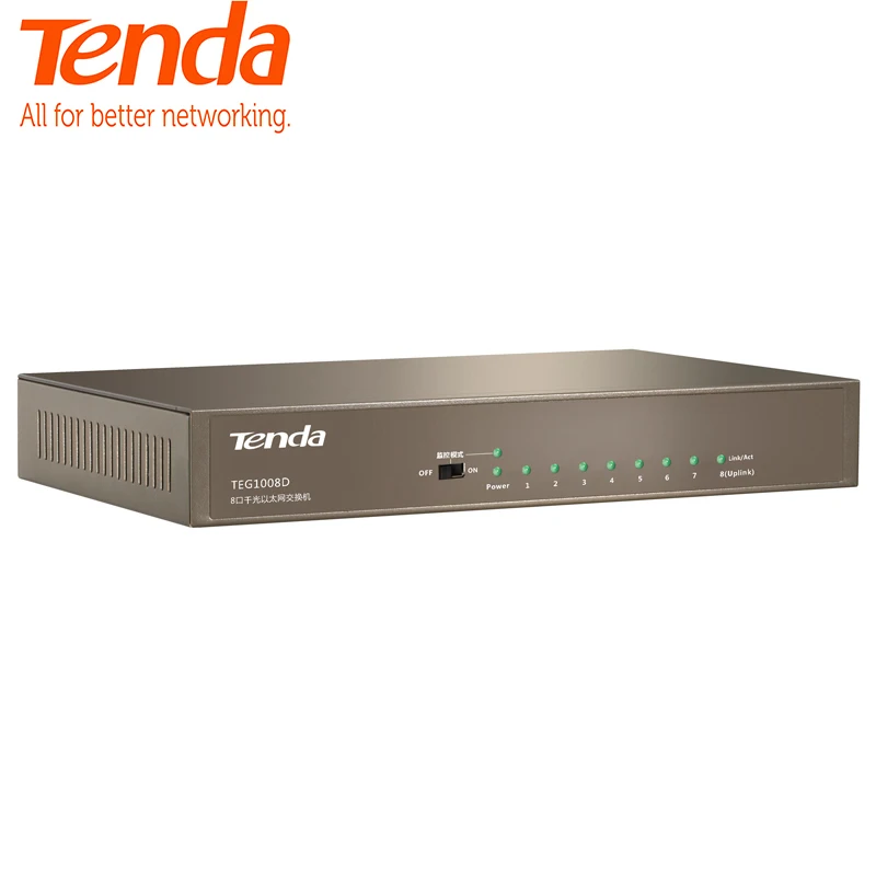 Tenda TEG1008D 8 портов Gigabit Ethernet коммутатор, 10/100/1000Mpbs Ethernet сетевой коммутатор, Auto MDI/MDIX