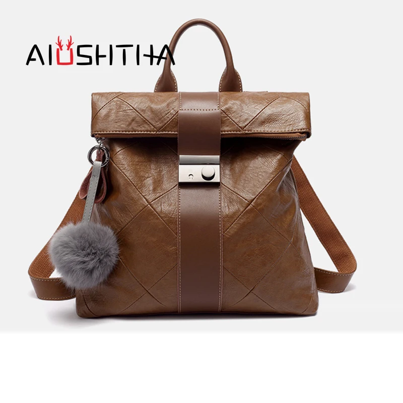 

Genuine Leather Women Backpack Back Pack Bag Bookbag Ladies Girls Vintage Famous Brand Korean Fashion Laptop Anti Theft Backpack