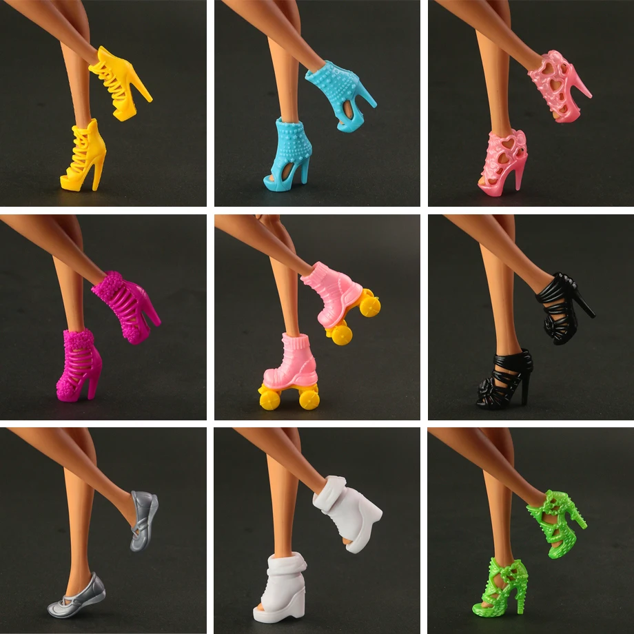 10 пара/лот Новая красивая кукольная обувь модная обувь для катания на роликах для куклы Барби