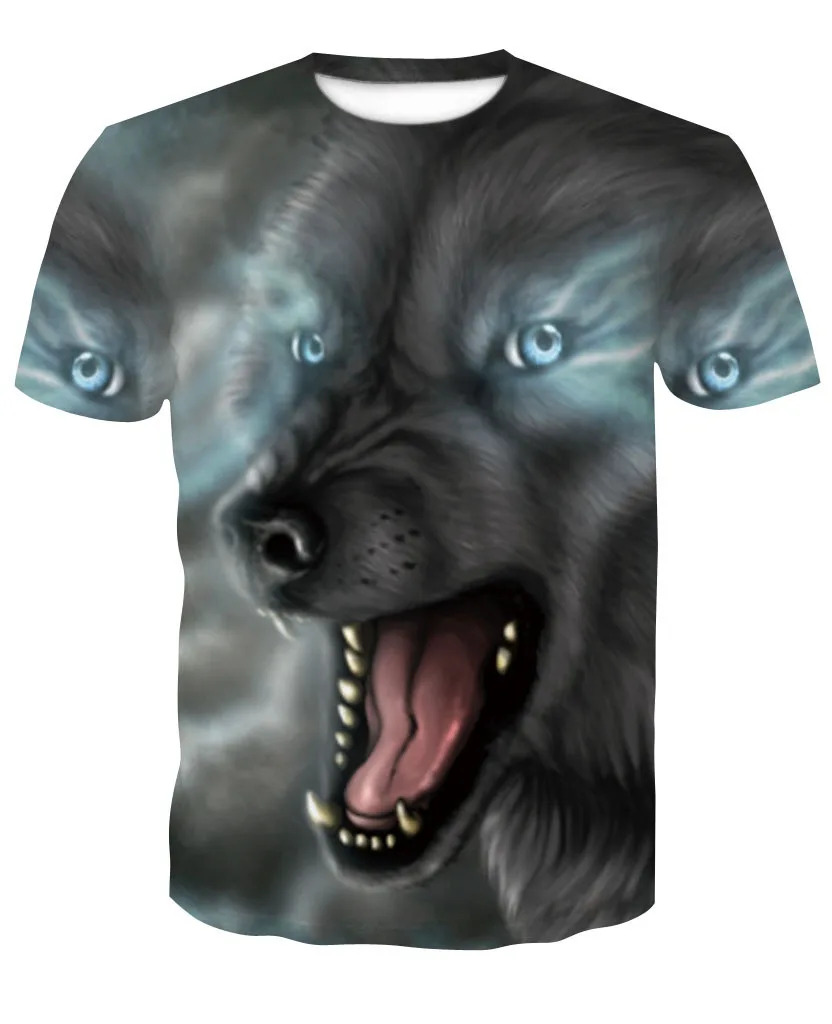 

New Pattern Wolf European Trend Number Printing Short Sleeve T T-shirt Vogue T-shirts Summer Top Casual Male Unisex 100% Cotton
