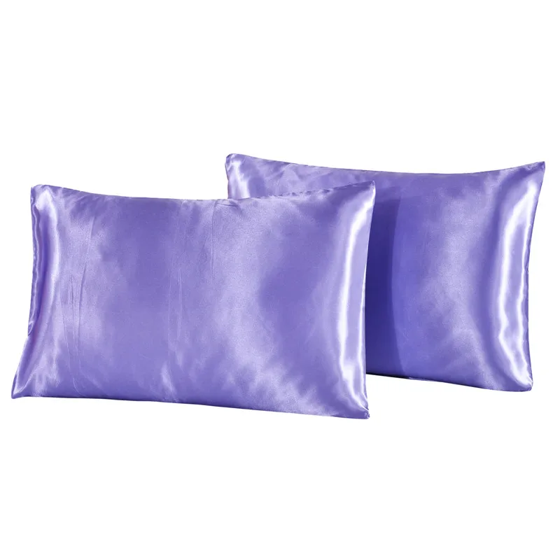 Атласная шелковая наволочка, размер США/Великобритания/RU, одноцветная, европейская наволочка, наволочка, размер King, постельные принадлежности, подушка Shams - Цвет: Purple