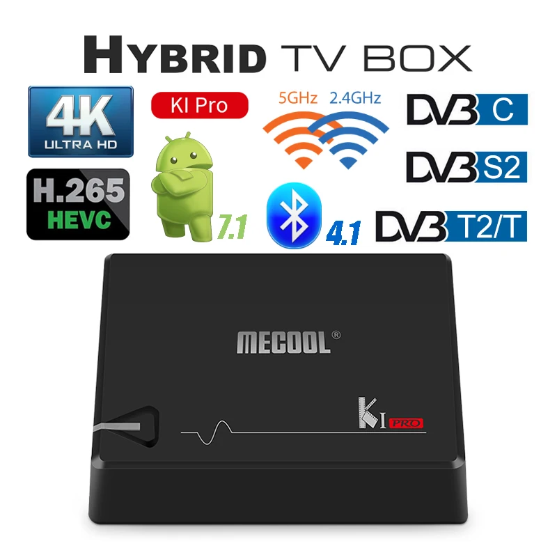 

MECOOL KI Pro DVB T T2 S S2 C Combo DDR4 2G 16G Smart TV Box Android 7.1 Dual Wifi Set Top Boxes 4K Ultra HD H.265 Media Player