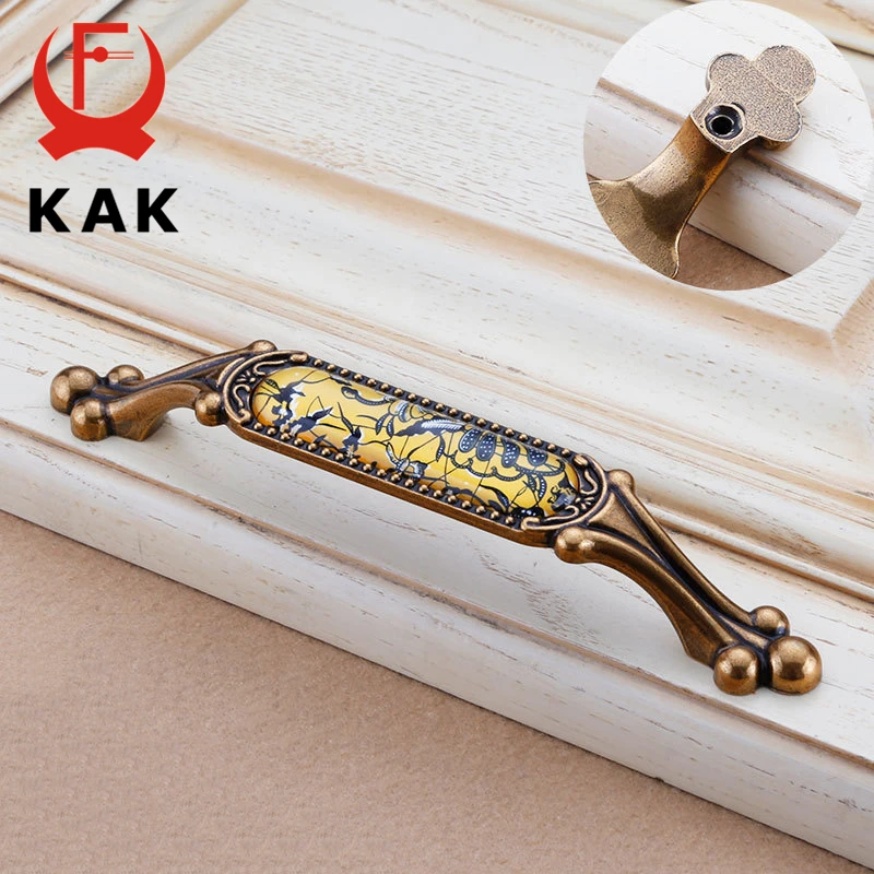 KAK Vintage Crystal Cabinet Knobs and Handles European Drawer Knobs Kitchen Handle Cupboard Door Pulls Furniture Handle Hardware