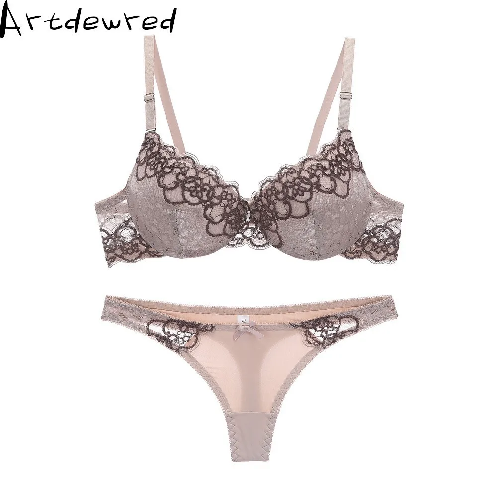 Hot Sexy Brassiere Embroidered Underwear Set  ABC Cup New Good Quality Women Bra Set Push Up Lace Bra Thong Sets calvin klein underwear set Bra & Brief Sets