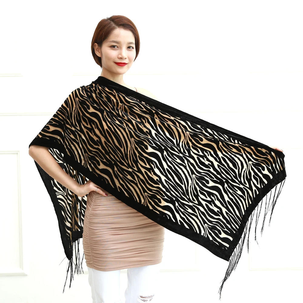 Женский бархатный шарф с принтом Зебра на весну/зиму|burnout velvet shawl|printed scarfzebra print scarf