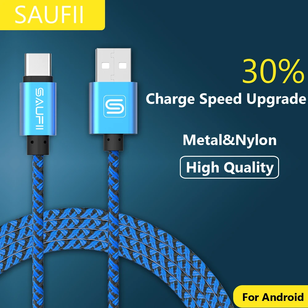 Original SAUFII USB Type C cable for Macbook OnePlus 2 3 type-c charger wire ZUK Z1 2 USB type c cables fast Charging letv