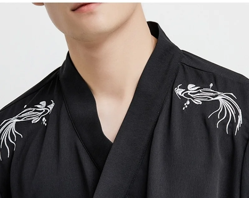 Японские пижамы мужские черные белые Азиатский костюм Китайский магазин одежды мужской кимоно кардиган мужские японские кимоно юката FF2139