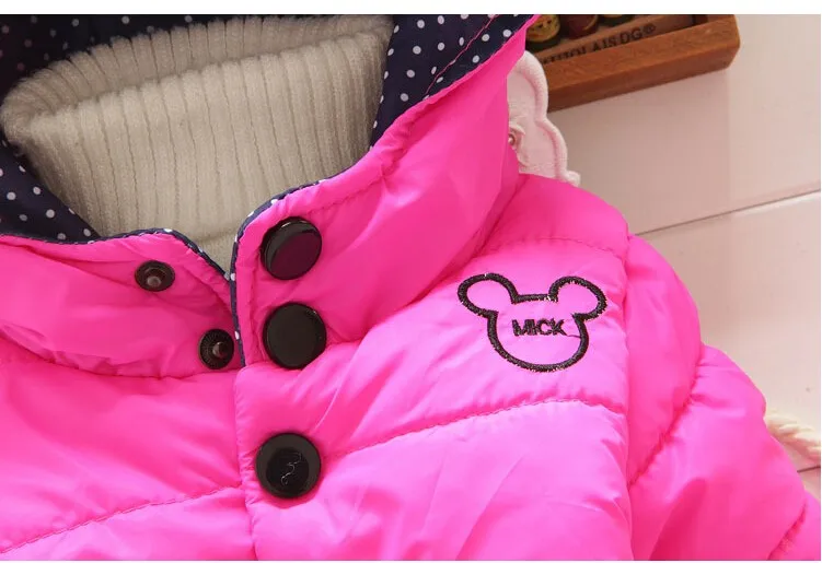 Зимняя куртка для девочек; теплая детская одежда; пальто с Минни для девочек; Милая Одежда для маленьких девочек; одежда для детей