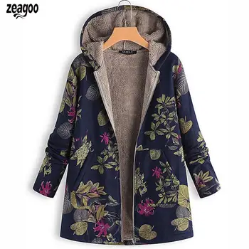 

Winter Women Casual Long Sleeve Print Hooded Autumn, Casual, Street, Office, etc Sweater Warm Plush Jacket