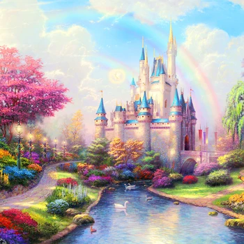 

55*45cm 5D DIY Full Diamond Painting Fairy Tale Castle Mosaic Making Children Cross Stitch Diamond Embroidery Home Decoration