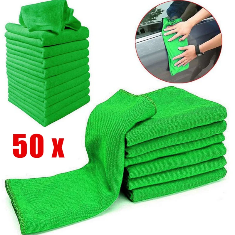 

50pcs Microfiber Cleaning Washing Towel No-Scratch Polish Detailing Towels Soft
