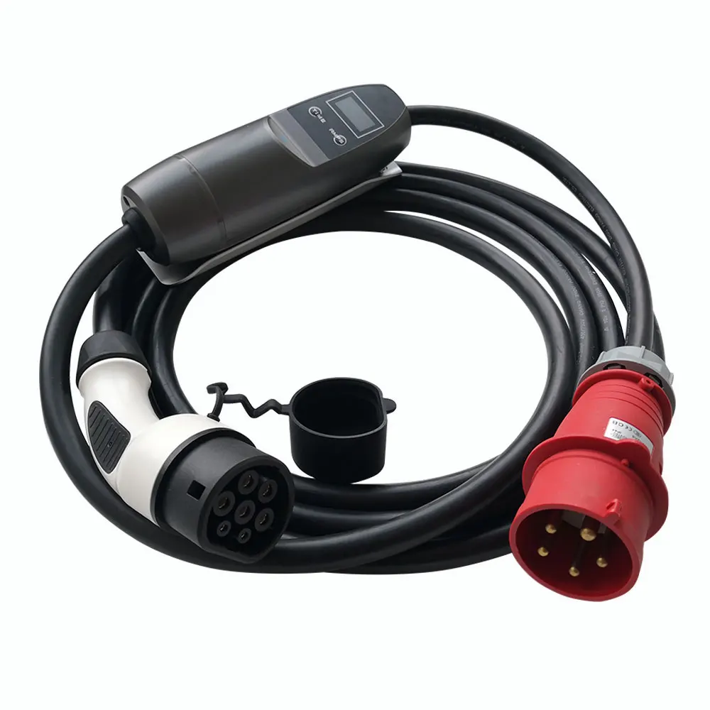 11 кВт 3 фазы IEC62196 Mode2 EV зарядное устройство контроллер коробка 16A 6A 32A 8A с красной ЦВЕ для Audi BMW i3, BMW i8