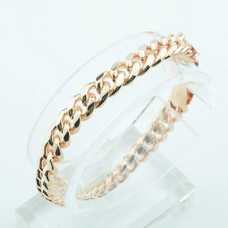 1 шт Мужские Женские 7 мм 585 цвета розового золота Заполненные звенья цепи панцирный браслет ювелирные изделия