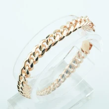 1 шт Мужские Женские 7 мм 585 цвета розового золота Заполненные звенья цепи панцирный браслет ювелирные изделия