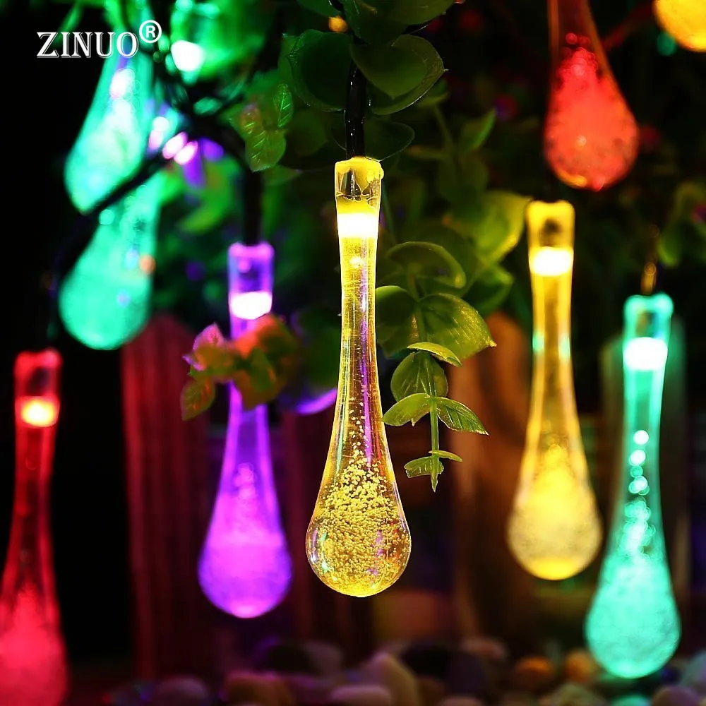 

ZINUO5M 20LED Rain Drop Solar String Light IP65 Waterproof Solar Garden Light Outdoor Christmas Solar Fairy Light Xmas Light