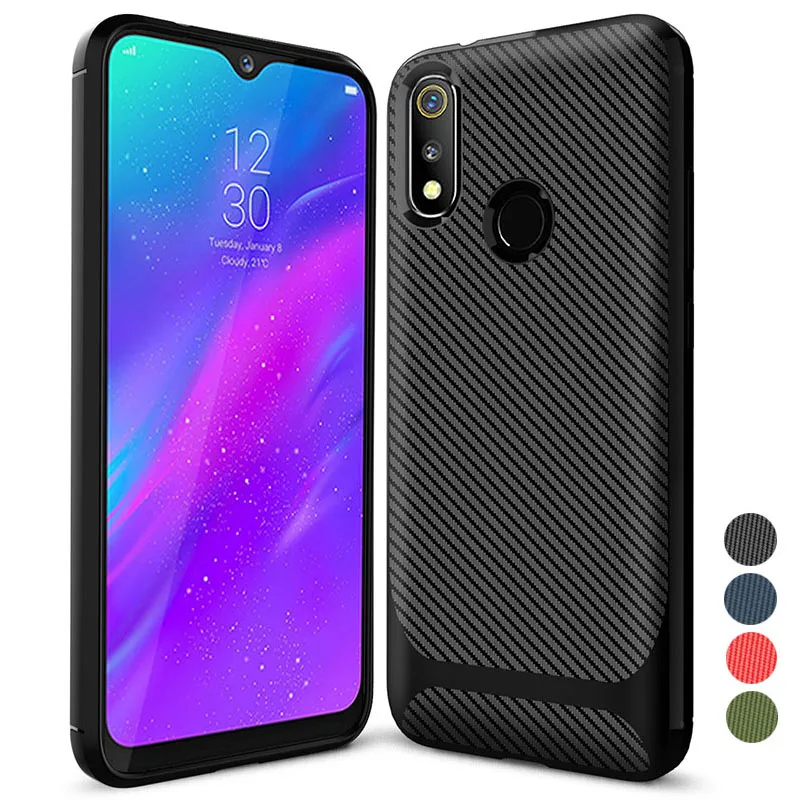 for OPPO Realme 3 Pro Case Soft Silicon Back Cover Carbon Fiber TPU Shockproof For Phone Cases |