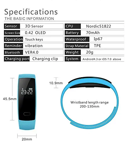 Трекер QS 80 Bluetooth группа OLED сердечного ритма умный Браслет для телефонов IPhone и Android черный синий фиолетовый оранжевый