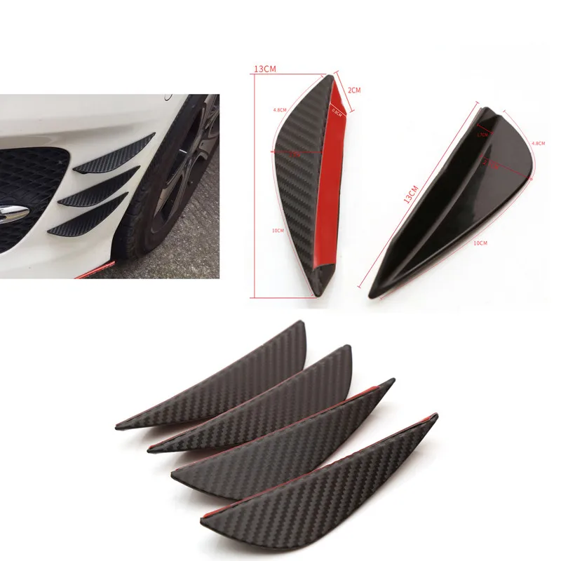 4pcs Universal Car Styling Mouldings Bumper Corner Guard Protector Car Auto Truck Decoration Strip Carbon Fiber Front Knife