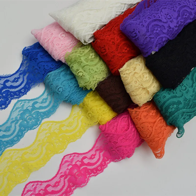 9.5yards 14colors Beautiful Wave shape Lace Stretch Flowers Lingerie