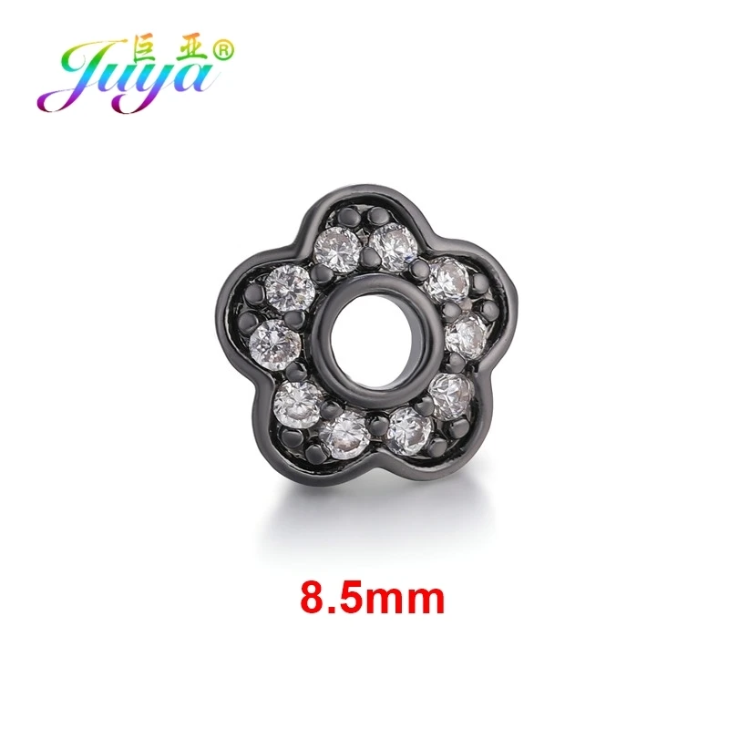 Juya DIY Ювелирные изделия с кистями компоненты 8 10 12 мм украшение круглый цветок разделитель бусины шапки Аксессуары для ювелирных изделий - Цвет: Metal Black 8.5mm