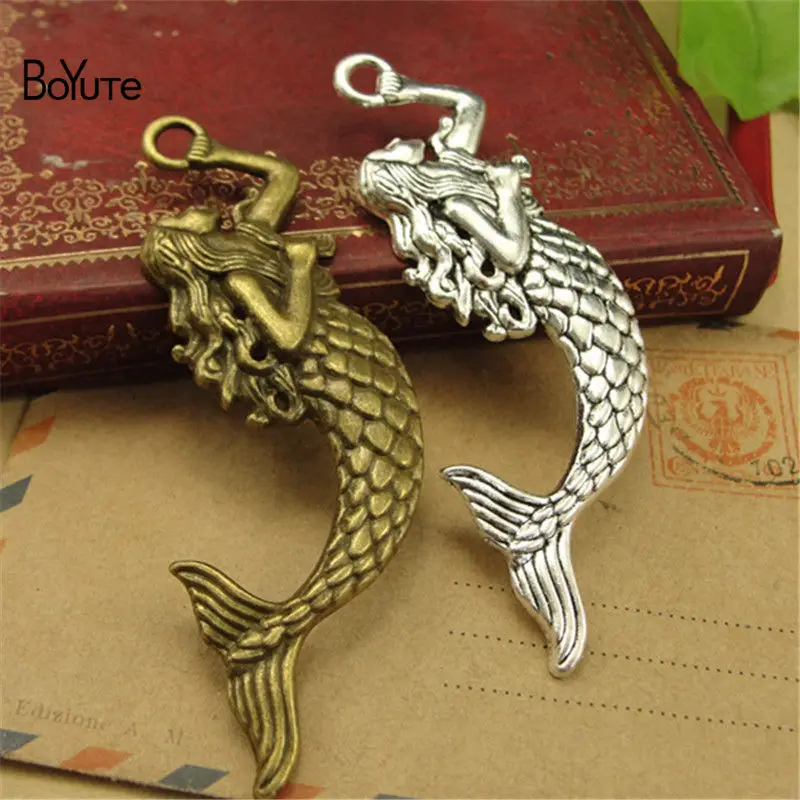 BoYuTe (30 PiecesLot) Antique Bronze Silver Mermaid Pendant Charms Diy Hand Made Jewelry Accessories (3)