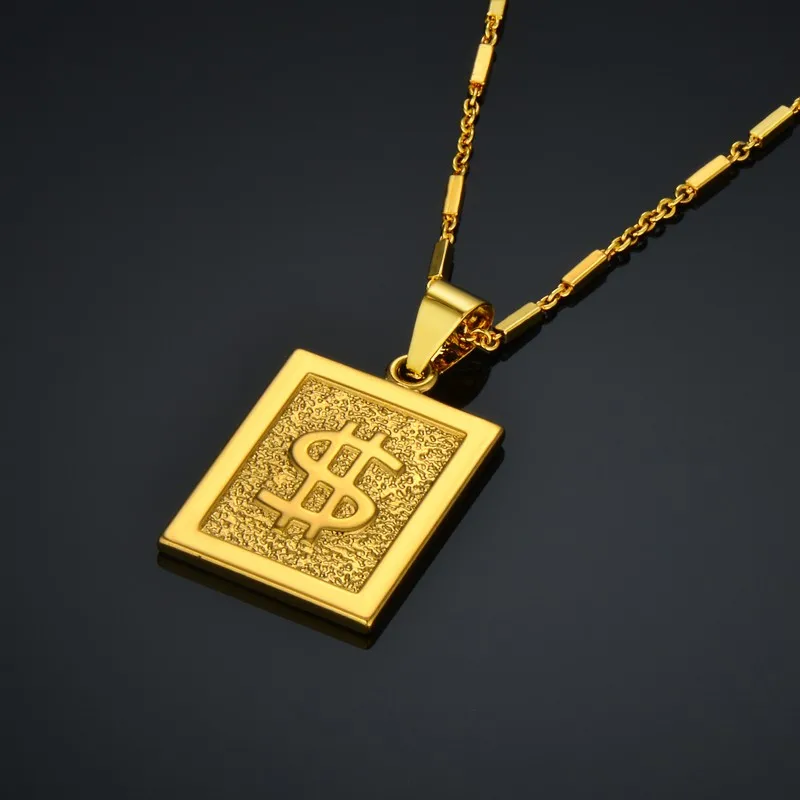 

Men Lady Necklace Choker Pendientes Gold Dollar Sign Pendant Exquisite Necklace Sweater Chain