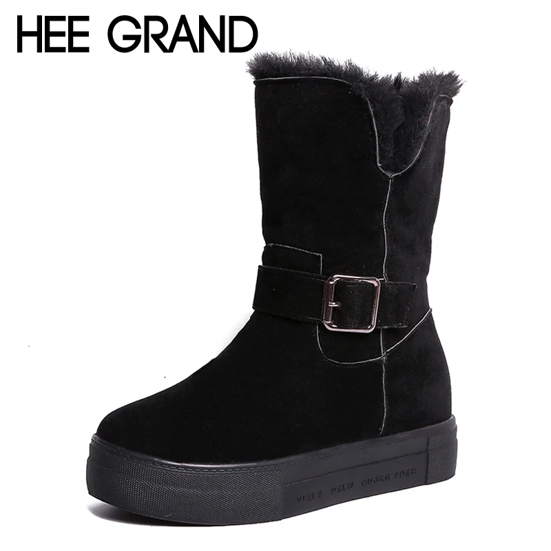 

HEE GRAND Women Winter Warm Snow Boots Creepers Platform Casual Shoes Woman Fur inside Women Ankle Boots Size 35-40 XWX6812