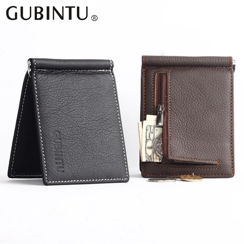 

Quality Assurance soft leather money clip with zipper coin pocket slim money clip for men purse money holder cheap free shipping