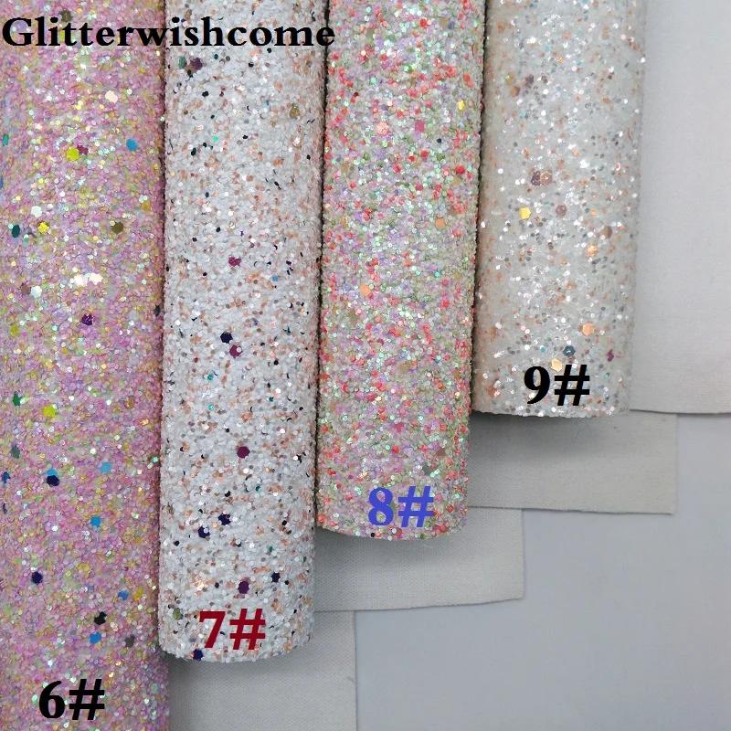 Glitterwishcome 21X29 см A4 Размеры синтетическая кожа, с эффектом блестящей кожи, искусственная кожа из искусственной кожи тканевый Виниловый фон для банты, GM050A