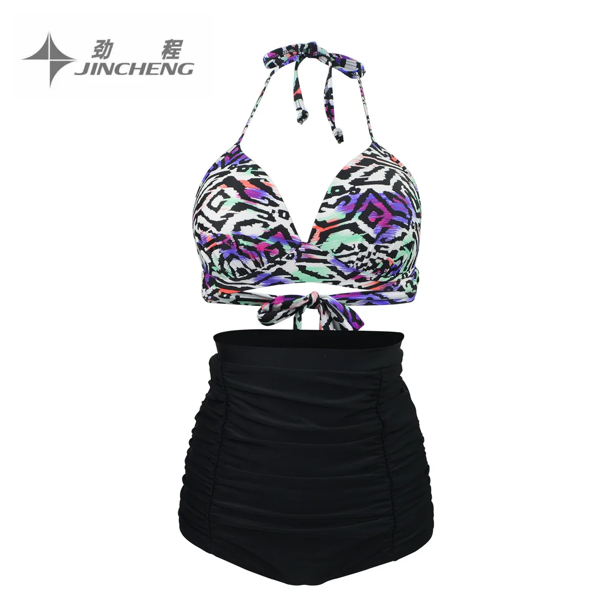 

Swimwear Women High Waist Sexy Leopard Two Piece Push Up Beach Wear Bikini Set Backless Tight High Elasticity Bathing Suit