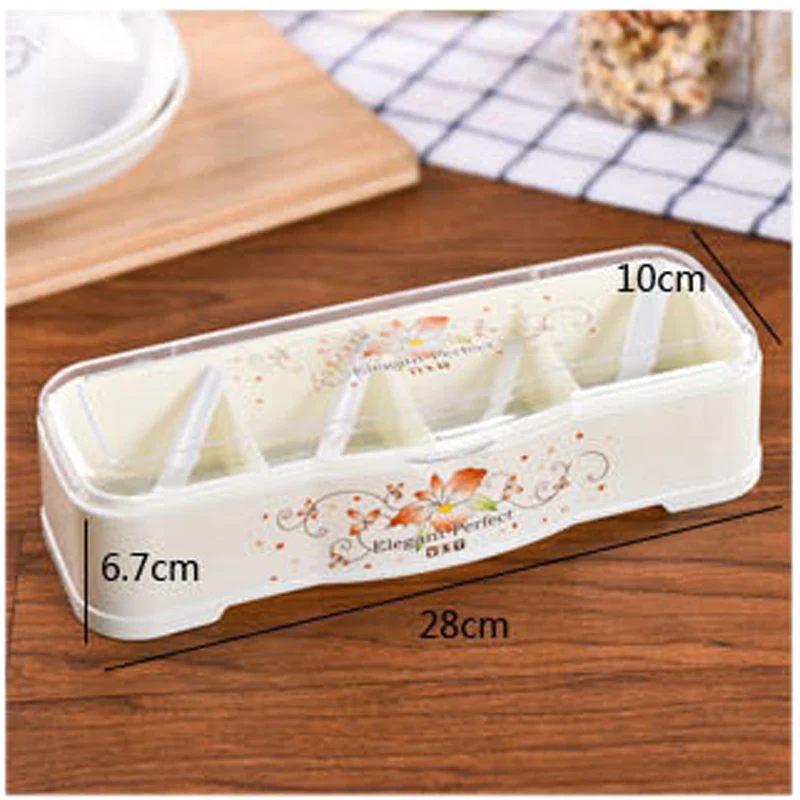 

New Kitchen Cooking Transparent Plastic Seasoning Jars Salt Sugar Spice Storage Rack Flavouring Box Condiment Pot Drop Shipping
