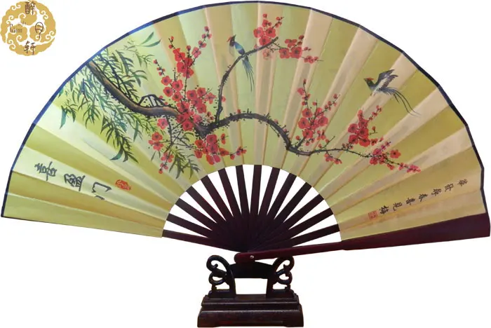 10 Chinese Ivory Silk Fans Hand Boxed Wedding Folding Favors Bridal Shower Lot 